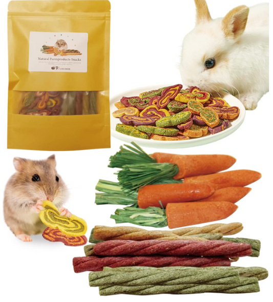 ハムスター歯みがきおやつ 小動物 うさぎ デグー おやつ 餌 天然素材 無添加 無着色 かじるおもちゃ 人参型 (バランスセット)